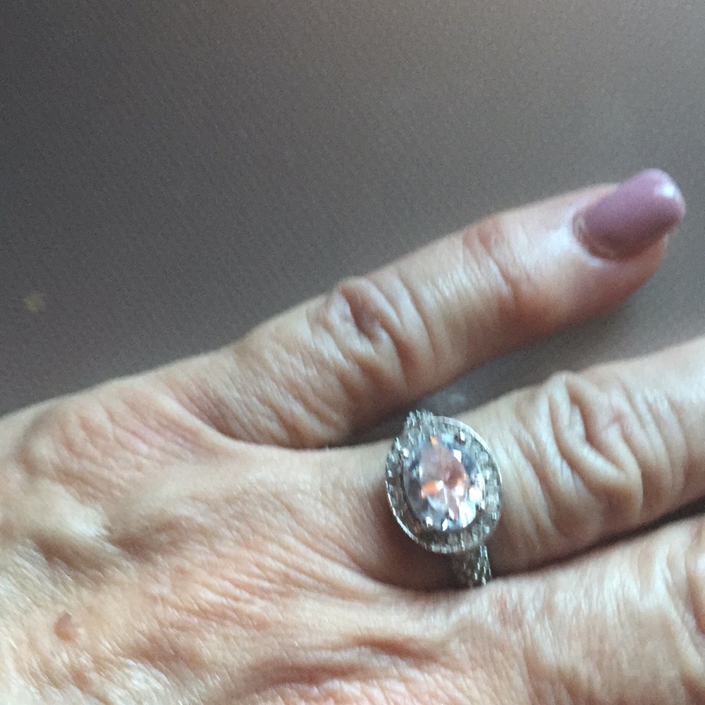 Sterling silver and zirconium diamond ring.